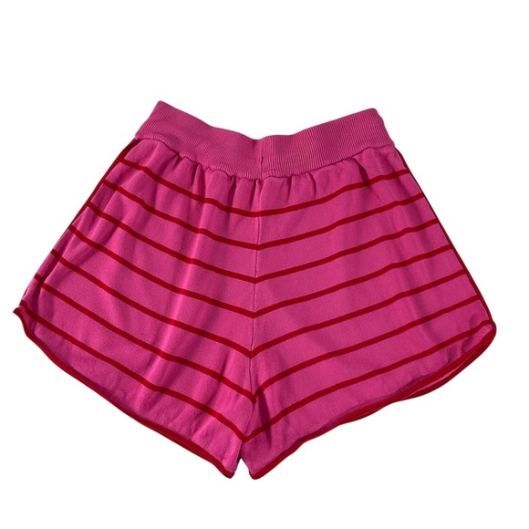 Entro Pink & Red Striped Knit Shorts  Size Medium Drawstring Waist Loungewear - Picture 2 of 6